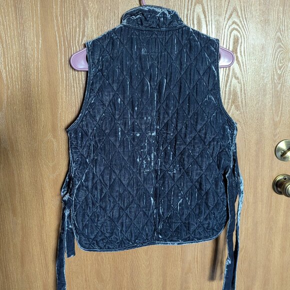 Banana Republic Blue Velvet Quilted Vest w/ Side Bows, XS - Picture 2 of 5